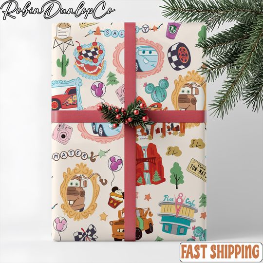 Discover Lighting Cars Christmas Wrapping Paper - Disne's Cars Christmas Gift Wrap - Lightning MccQueen - Mater - Disne Lightning MccQueen Wrapping