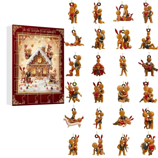 Discover Gingerbread Couple Advent Calendar Blind Box Christmas 24Pcs Acrylic 2D Ornament