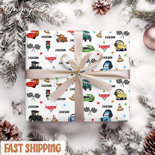 Discover Personalized Lightning McQueen Disney Christmas Wrapping Paper  Disneyland Xmas Gift Wrap