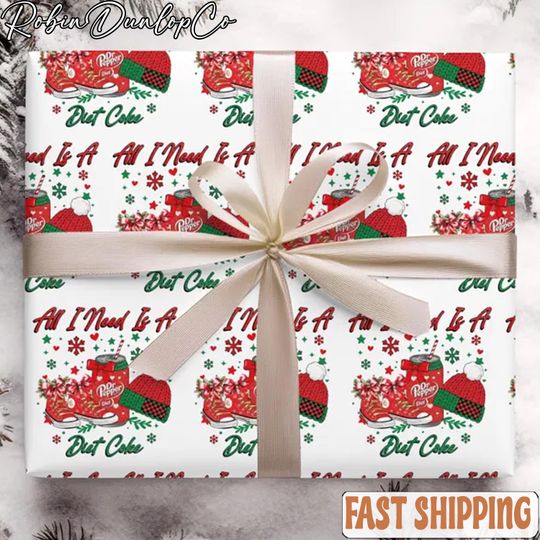 Christmas Diet Coke Wrapping Paper | All I Need Is A Diet Coke Gift Wrap | Festive Xmas Present Paper
