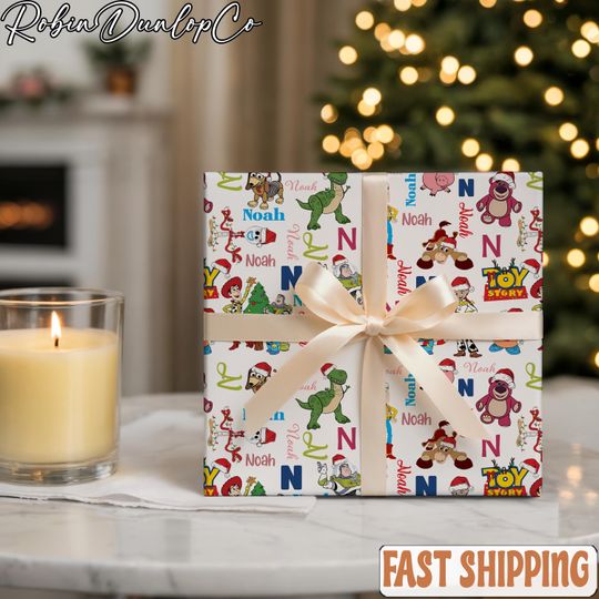 Discover Custom Name Toy Story Wrapping Paper, Woody Jessie Buzz Lightyear Wrapping, Charactor Cartoon 2025 Christmas Gifts, Family Matching Paper