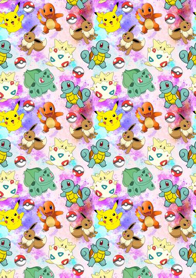 Discover PKM Birthday Wrapping Paper - PKM Birthday Gift Wrap - Pikachi - Charmander - Psyduck - Eeevee - Blastoise - Pika Gift Wrap