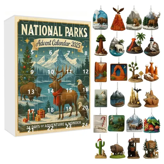 Discover 2025 National Parks Advent Calendar 24-Days Christmas Countdown Xmas Gift Box