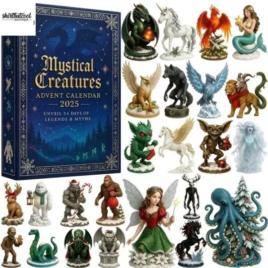 Discover Mystical Creatures Advent Calendar 2025, 2D Flat 24-Day Holiday Gift Set