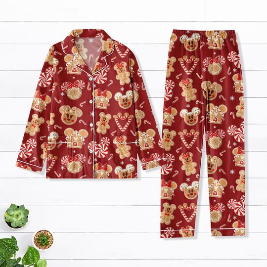 Discover Gingerbread Family Pajamas, Cute Holiday Matching Pajamas Set, Christmas Disney Family Pjs