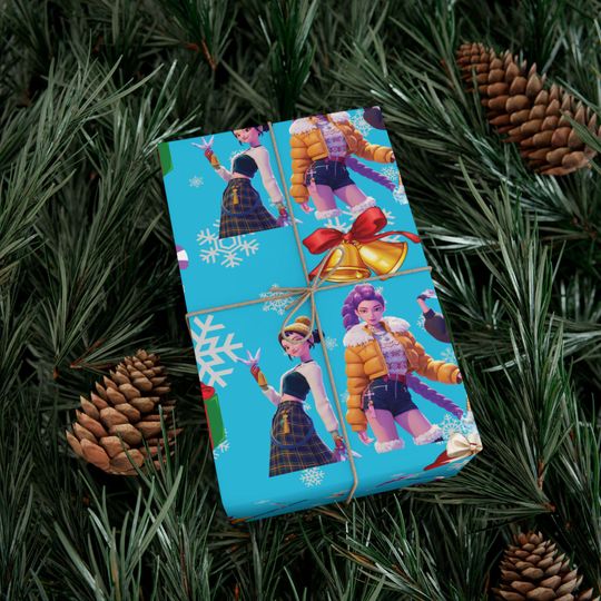 K-pop demon hunters wrapping paper | Snowflakes, presents, ornaments