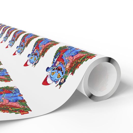 Kpop Demon Hunter's Huntrix in Christmas outfits with Santa Christmas Wrapping Paper | Holiday Pattern Roll