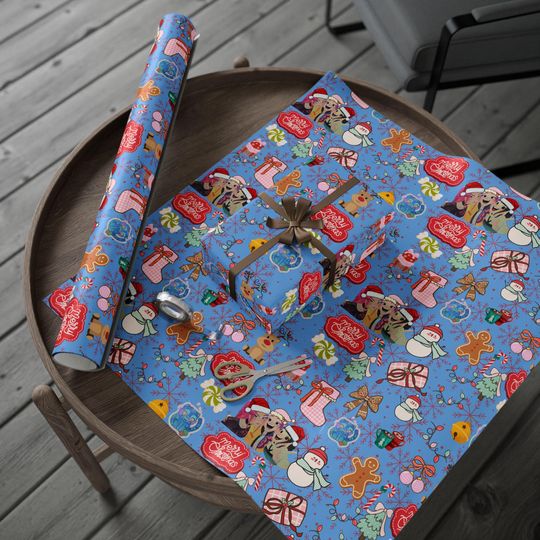 Wrapping Paper, Christmas Spirit Light Blue HUNTR/X Design for Kids, Teens, Kpop Fans, Demon Hunters, Holiday Gift Wrap, Festive Present