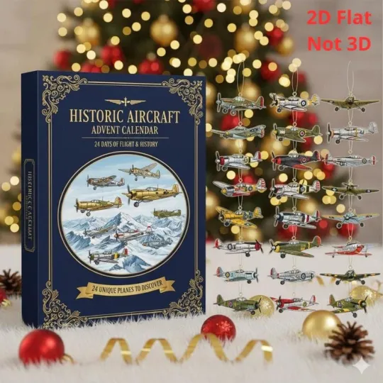 Discover Historic Aircraft 2025 Advent Calendar, 24 Mini Plane Ornaments Gif