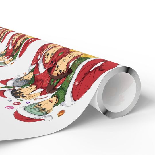 Cute Saja Boys frm Kpop Demon Hunter Characters in Santa Hats Wrapping Paper | Christmas Holiday Wrap