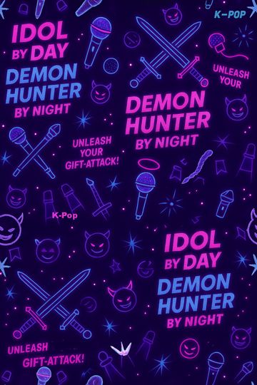 Discover Neon K-Pop Wrapping Paper | Demon Hunter by Night | Electric Purple & Blue Parody Gift Wrap
