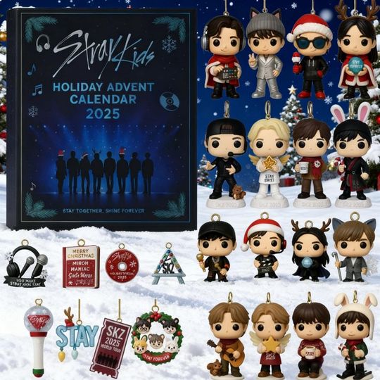 Discover Stray Kids Holiday Advent Calendar 2025, 24 Days Christmas Countdown, 2D Acrylic Xmas Gift