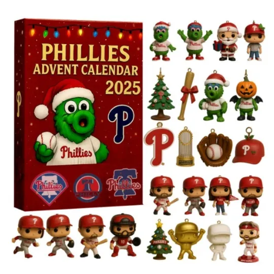 24x Phillies Baseball Christmas Advent Calendar 2025 Blind Box Pendant Xmas Gift