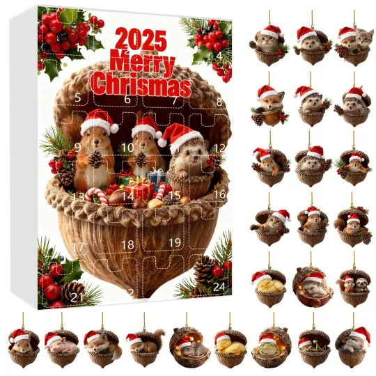 Discover Christmas 2025 Animal Advent Calendar with Blind Box & Hanging Ornaments