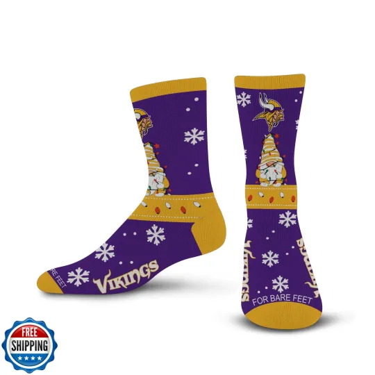 Minnesota Vikings Gnome Christmas Socks, Gift for Fan