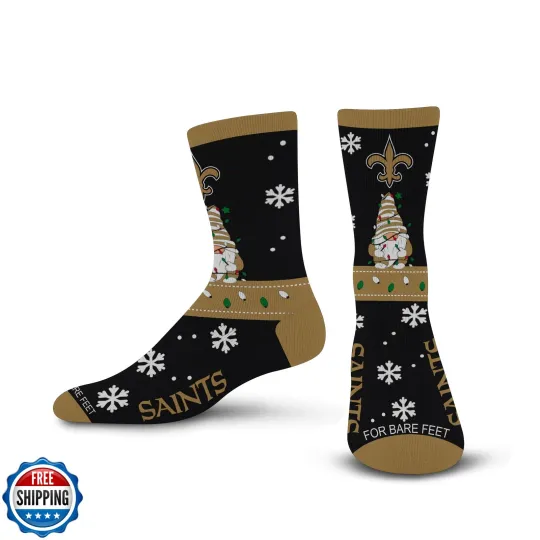 Discover For Bare Feet football NEW ORLEANS SAINTS Holiday Sweater Gnome Team Colors Large