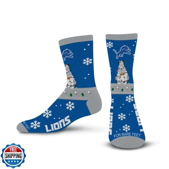 Detroit Lions Gnome Christmas Socks, Gift for Fan