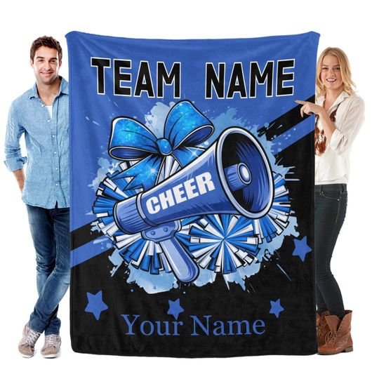 Discover Custom Cheerleading Fleece Blanket, Personalized Flannel Throw, Team Gift