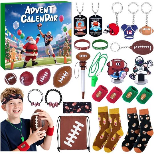 Discover Baseball Football Advent Calendar 2025 for Teenagers Baseball Football Christmas Countdown Gifts Accessories and Decorations