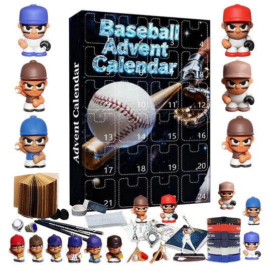 Discover Christmas 3d Baseball Figure Advent Calendar 2025 Countdown Kids Adults Cartoon Keychain Pendant Figure Gift Blind Box Fun Props