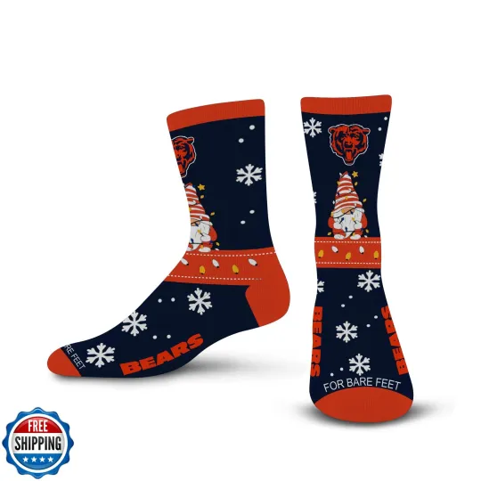 Discover For Bare Feet football CHICAGO BEARS Holiday Sweater Gnome Team Colors Large