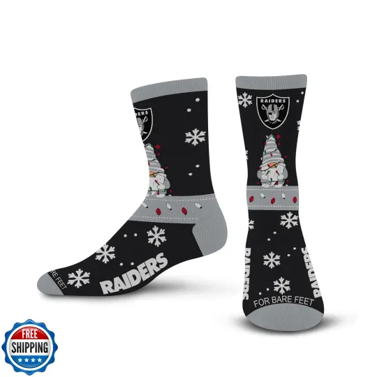 Las Vegas Raiders Gnome Christmas Socks, Gift for Fan