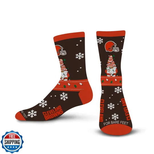 Discover For Bare Feet football CLEVELAND BROWNS Holiday Sweater Gnome Team Colors Large