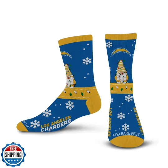 Discover For Bare Feet football LOS ANGELES CHARGERS Holiday Sweater Gnome Team Colors Larg