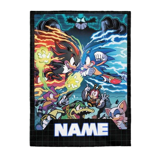 Personalized Sonic The Hedgehog Blanket,Disneyland Sonic Movie Throw Blanket, Hedgehog Super Sonic Fleece Blanket, Christmas Birthday Gifts