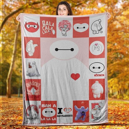 Baymax Fleece Blanket, Baymax TV Series Throw Blanket For Bed Couch Sofa, Cartoon Series Gifts For Fan Lovers, Christmas Party 2025