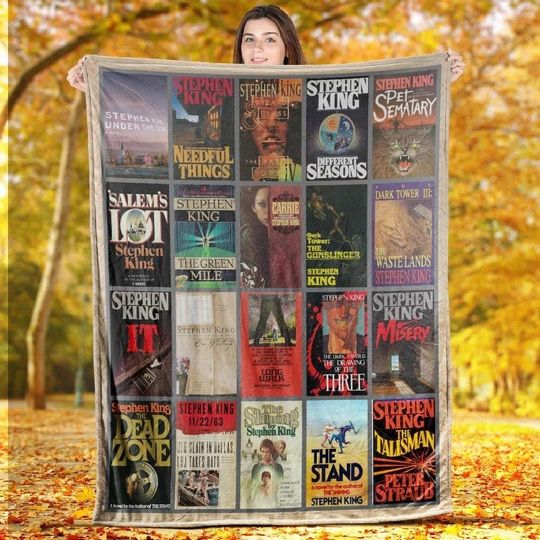 Stephen King Fleece Blanket, Horror Collection Books Novels Throw Fleece, Stephen King Blanket For Bed Couch Sofa, 2025 Vintage Book Gifts