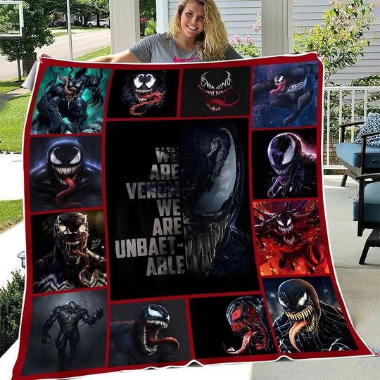 Venom Symbol Superhero Movie Fleece Blanket, Spiderman Throw Blanket, Xmas Gifts 2025, Christmas Party, Venom Blanket For Couch Bed Sofa