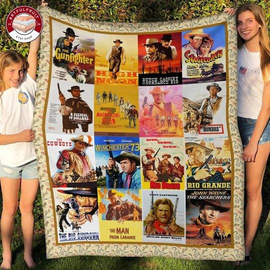 Discover Western Movie Fleece Blanket, Western Cowboy TV Series Retro Vintage Blanket, Western Memories Blanket For Bed Couch, Gift For Film Fan