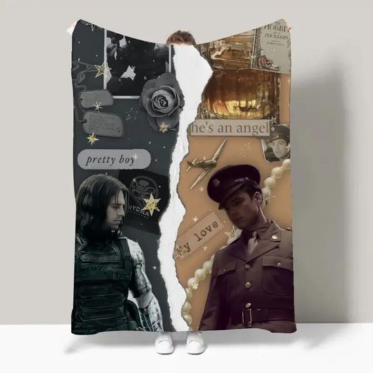 Discover Sebastian Stan Photo Fleece Blanket, Sebastian Stan Actor Throw Blanket For Bed Couch Sofa, Christmas Vintage Gifts 2025 For Fan