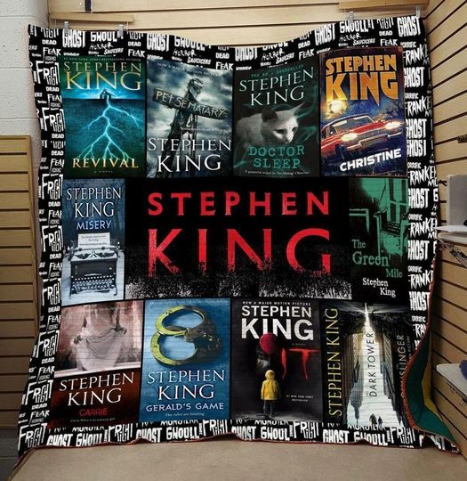 Stephen King Fleece Blanket, Horror Collection Books Novels Throw Fleece, Stephen King Gifts Blanket For Bed Couch Sofa, 2025 Vintage Book