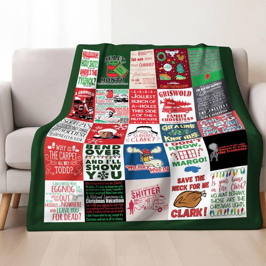 National Lampoon's Christmas Vacation Movie Fleece Blanket, Christmas Vacation Retro Movie Blanket, Clark Griswold Family Christmas Blanket