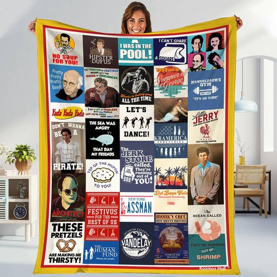 Seinfeld Movie Vintage Fleece Blanket, Seinfeld Retro TV Series Blanket, George Costanza Fleece Blanket, Gifts For Women, Men, Film Fans