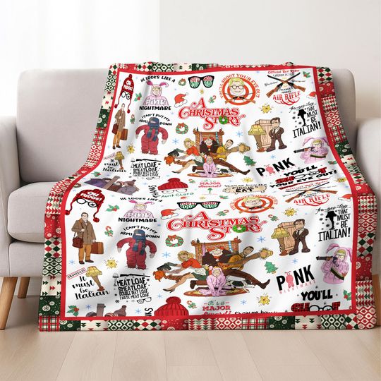 A Christmas Story Blanket,Ralph Ralphie Parker Fleece Blanket,  Christmas Movie Throw Blanket For Bed Couch Sofa, Christmas Movie Blankets