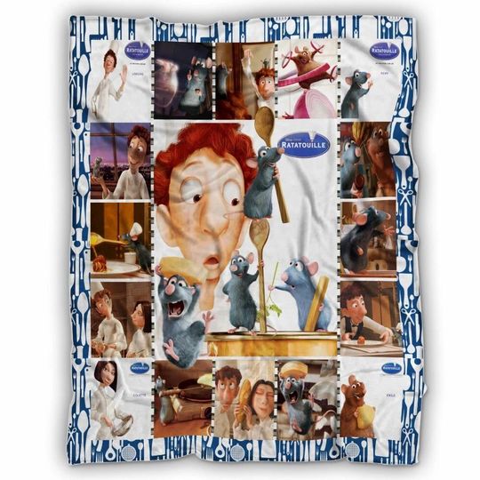 Ratatouille Fleece Blanket, RatatouilleTV Series Throw Blanket For Bed Couch Sofa, Alfredo Linguin, Remy Cartoon Series,Christmas Party 2025