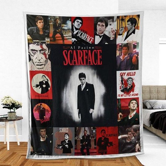 Discover Scarface Movie Fleece Blanket, Retro Movie Fan Holiday Xmas Party Throw Blanket, Vintage Christmas Gift for Family 2025 For Bed Couch Sofa