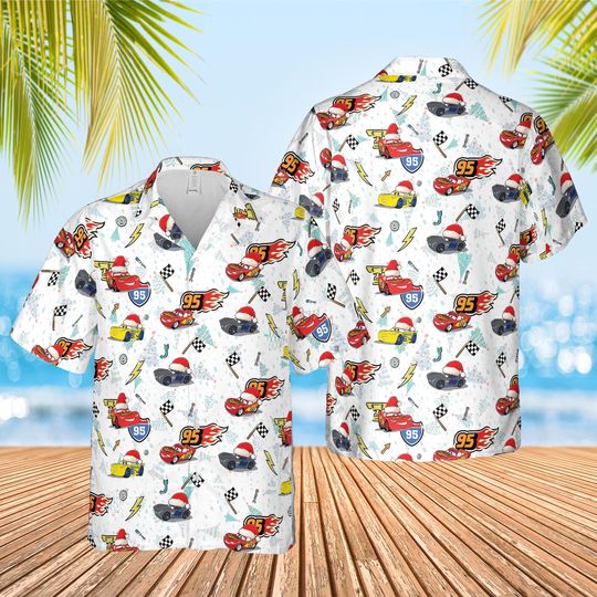 Discover Disney Cars Lightning McQueen Movie Christmas Hawaiian Shirt, Cars Very Merry Xmas Party, Mater Sally Doc Hudson Family Holiday Gift