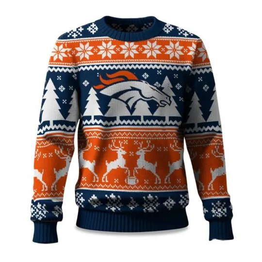 Christmas Broncos Reindeer Football Ugly Sweater, Christmas Gift