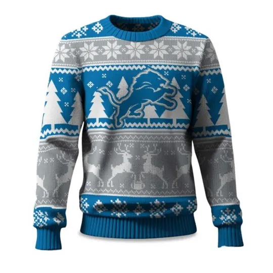 Discover Christmas Lions Reindeer Football Ugly Sweater, Christmas Gift