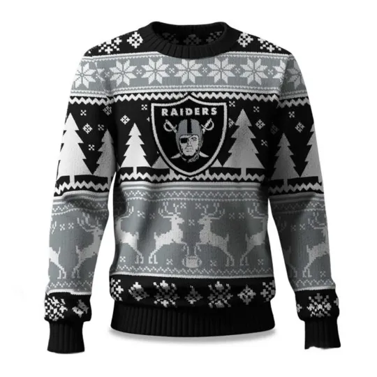 Christmas Raiders Reindeer Football Ugly Sweater, Christmas Gift
