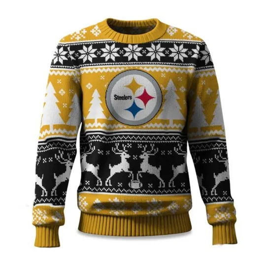 Discover 2025 Christmas Steeler Reindeer Football Ugly Sweater -  Christmas Gift