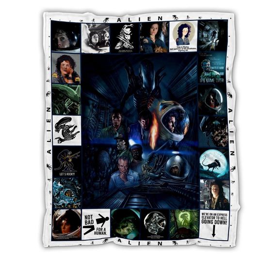 Discover Alien Ridley Scott Movie Blanket | Alien Xenomorph Ellen Ripley Fleece Blanket | Vintage American Movie Throw Blanket for Bed Couch Sofa