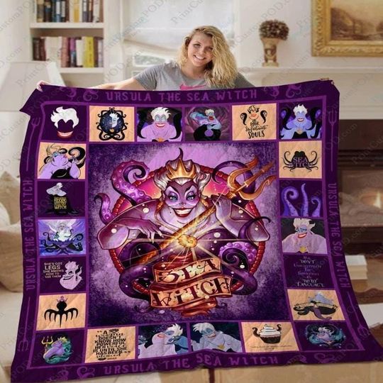 The Little Mermaid Ursula Villain Blanket, Disneyprincess Villain Movie Fleece Blanket, Ursula Christmas Gifts, Disneyland Matching Blanket