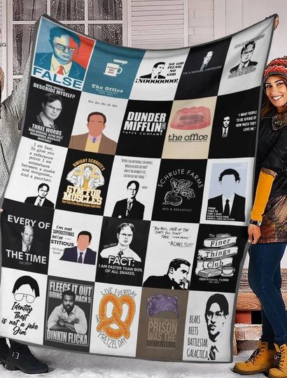 The Office Threat Level Midnight Blanket | Dw Schrute Michael Scott Fleece Blanket | The Office Movie Throw Blanket for Bed Couch Sofa