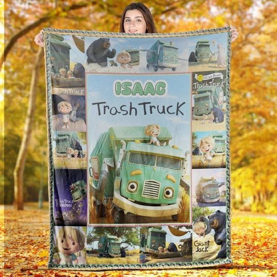Personalized Trash Truck Fleece Blanket | Trash Truck Birthday Gifts | Trash Truck Christmas Gifts For Fan, Throw Blanket For Bed Coach Sofa
