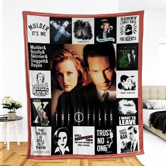 The X-Files Christmas Blanket, I Want To Believe Mulder Scully Sci Fi Tv Series Blanket, Christmas Gift 2025, Retro Funny Fleece Blanket